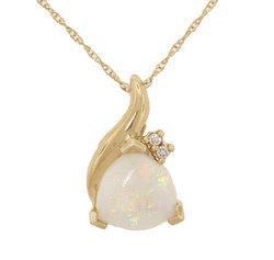 Trillion Cut Opal Diamond Gold Pendant Necklacetrillion 