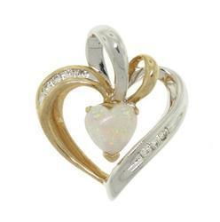 Opal Diamond Two-Tone Gold Heart Pendantopal 