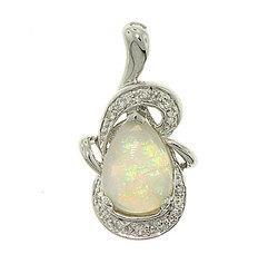 Pear Cut Opal Diamond 18K White Gold Pendantpear 