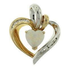 Opal Diamond Two-Tone Gold Heart Pendantopal 