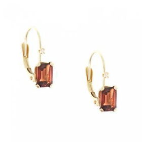 Yellow Gold Leverback Earrings w/ Red Garnet & Diamondsyellow 