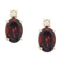 Pleasant Pair of Garnet and Diamond 14K Gold Stud Earringspleasant 