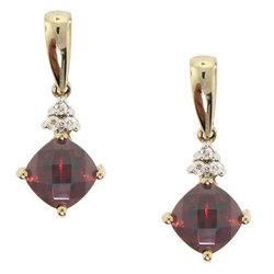 Pleasing Pair of Garnet and Diamond Dangle Earrings in 10K Goldpleasing 