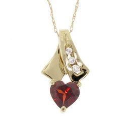 Ideal Garnet and Diamond Gold Heart Pendant Necklaceideal 