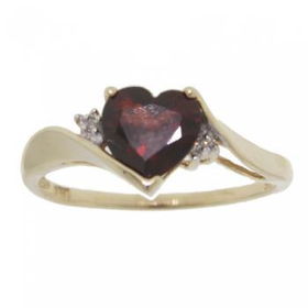 Solid Gold Heart Ring 1cttw Garnet Diamond Womens Sz=7solid 