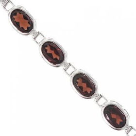 New 14K White Gold Bracelet Bezel Set Garnet Ladies 7inwhite 