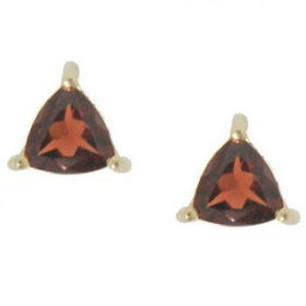 New Red Triangle Shape Garnet Yellow Gold  14K Stud Earringsred 