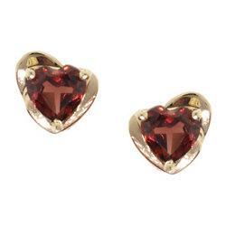 Garnet Gold Heart Stud Earrings-Classy and Lovablegarnet 