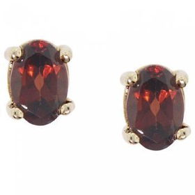 Yellow Gold Earring Studs Oval Cut Red Garnet Gemsyellow 