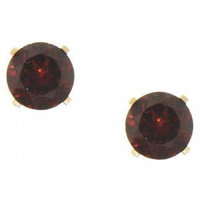 Yellow Gold 14KT Stud Earrings of Red Garnetyellow 