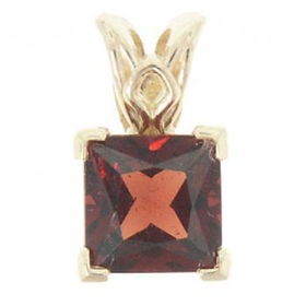 Yellow Gold 14KT Pendant w Princess Garnet Gemstoneyellow 