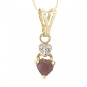 Yellow Gold Heart Pendant Necklace Garnet Diamond Gemsyellow 