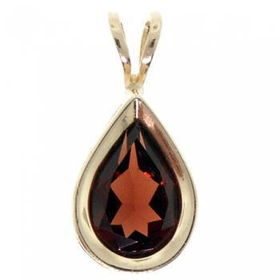 New Red Pear Shape Garnet Yellow Gold  10K Pendantred 