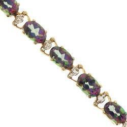 Oval Mystic Fire Topaz & Diamond Gold Tennis Braceletoval 