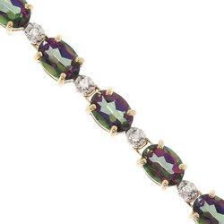 Mystic Fire Topaz & Diamond Gold Tennis Braclelet-10K Yellowmystic 