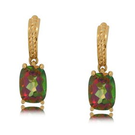 NEW MYSTIC TOPAZ DIAMOND YEL GOLD 10K DANGLE EARRINGSmystic 