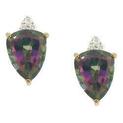 Pleasing Pair of Mystic Fire Topaz and Diamond Gold Earringspleasing 