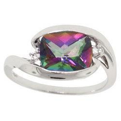 Colorful Mystic Fire Topaz and Diamond White Gold Ring-10Kcolorful 