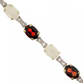 Yellow Gold Bracelet w/ Red Garnet Opal Diamond Gemsyellow 