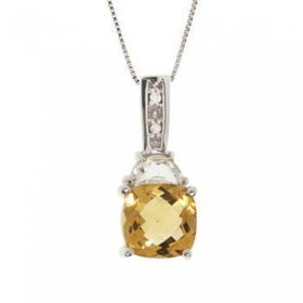 Fancy White Gold Pendant Necklace Citrine Topaz Diamondfancy 