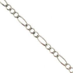 Fourteen Karat White Gold Figaro Ankle Bracelet with Lobster Claspfourteen 