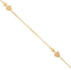 Heart Ankle Bracelet Made of 10K Yellow Gold-Spring Claspheart 