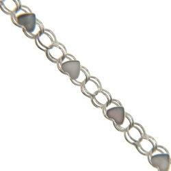 Heart Anklet Made of 14K White Gold-Spring and Heart Claspheart 