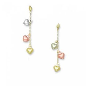 New Rose White & Yellow Gold 14K Heart Drop Earringsrose 