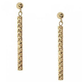 New 14K Yellow Gold Dangle Stick Earrings Push Backsyellow 