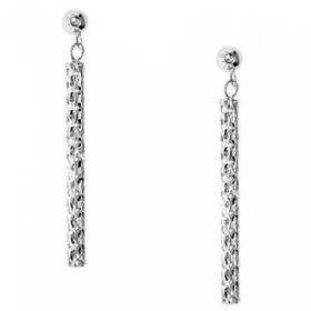 Drop Earrings Dangling in Diamond Cut 14K White Gold - Post Friction Backsdrop 