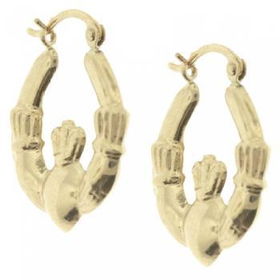 New 14K Yellow Gold Claddagh Hoop Earrings 4 Irish Loveyellow 