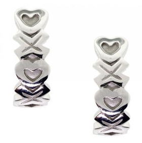 New White Gold Dangle Hearts & Kisses Earringswhite 