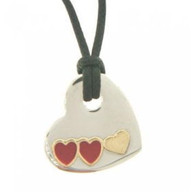 18K Gold Stainless Steel Red Enamel Heart Necklacegold 