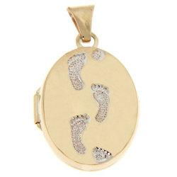 Footprints 14K Gold Dangle Pendant Locket with Poemfootprints 