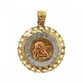 Rose White Yellow Gold Pendant God Bless You Angelrose 