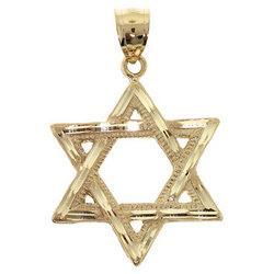 Jewish Star of David 14K Yellow Gold Dangle Pendantjewish 