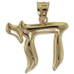 Jewish Dangle Chai Pendant in 14K Yellow Goldjewish 