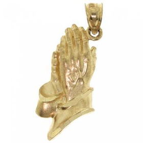 Solid 14KT Yellow Gold Pendant Praying Handssolid 