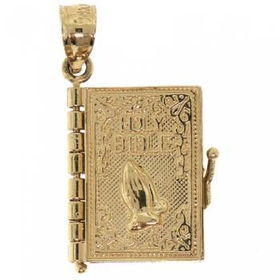 Solid 14K Gold Bible Pendant with Lords Prayer insidesolid 