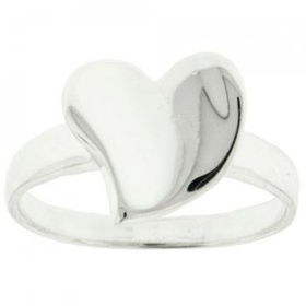 Sterling Silver Solid Heart Ring -Abstract & Finely Polishedsterling 