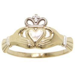 Fourteen Karat Claddagh Ring-Two Hands Clasping Heartfourteen 