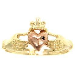 14K Rose and Yellow Gold Claddagh Heart Ringrose 