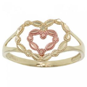 New Rose & Yellow Gold Double Heart Ring in Size 8rose 