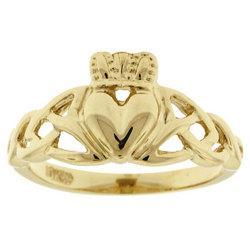 Celtic Claddagh Heart Ring in 10K Yellow Gold-Great Irish Jewelryceltic 