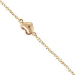 Adjustable Heart Ankle Bracelet Made of 14K Yellow Gold-Spring Claspadjustable 