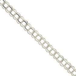 14K White Gold Double Link Charm Braceletwhite 