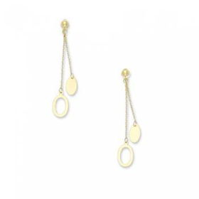 14K Yellow Gold Dangle Earrings Double Oval Shapeyellow 