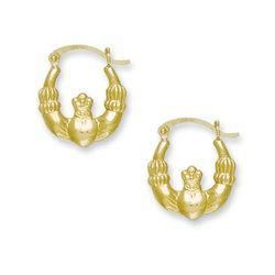 14K Gold Hoop Earrings with Hinge Backing-Claddagh Stylegold 