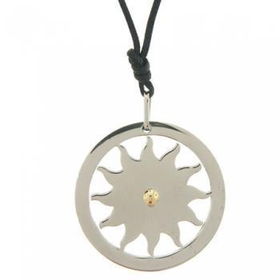 18K Gold & Stainless Steel Pendant Sun Burst Designgold 