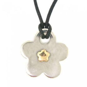 18K Gold & Stainless Steel Pendant Flower Designgold 